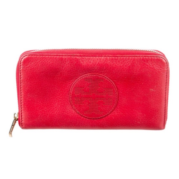 Tory Burch Handbags - Tory Burch Red Leather Continental Wallet - Gold-Tone Hardware